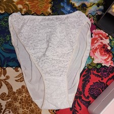 Vintage Hi Cut Myonne White Lace Panties Size 8