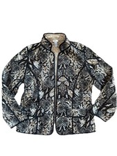 NEW CHICO  S Quilted Long Sleeve No Closure Jacket Reversible Animal Print sz 1