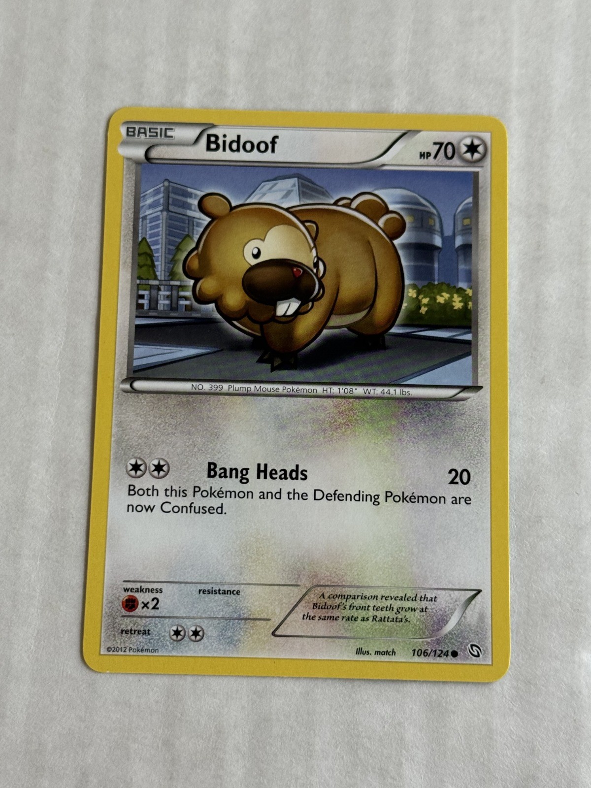 2012 Pokemon TCG Dragons Exalted Bidoof Common 106/124 LP