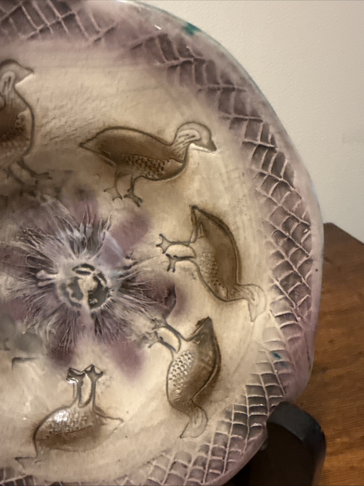 Vintage KANI OF HAWAII Hand Painted Decorative Bowl Birds Floral 6.5”