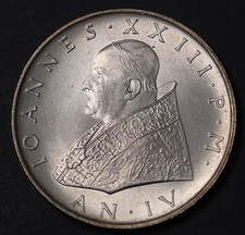 1962 Vatican City 500 Lire  Silver Coin - John XXIII 	KM# 65 Unc Mintage 30k