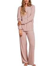 Conjunto de 2 pulóver y pantalón de pierna ancha Barefoot Dreams Jersey Roll para mujer