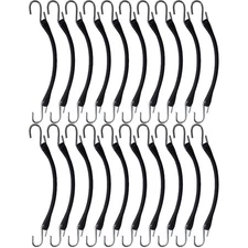 20pk 9" Heavy Duty Natural Rubber Tarp Straps Tarp Tie Down Bungee Cords