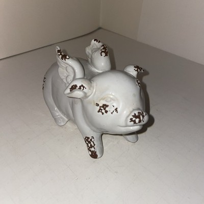 When Pigs Fly Small Ceramic Figurine With ''Mud Covered Look''