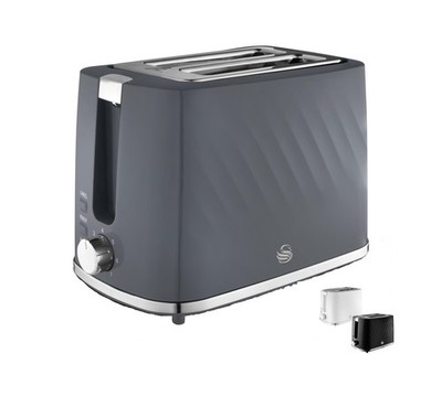 Swan ST14071GRY Windsor 2-Scheiben-Toaster mit 7 Bräunungsstufen, grau 
