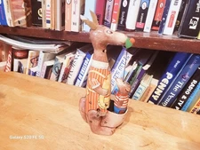 VERY NICE 1950'S TPS TOYS TIN  WIND UP  MECHANICAL MOMMA KANGAROO W/ BABY