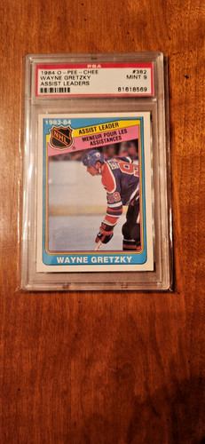 1984-85 O-PEE-CHEE WAYNE GRETZKY #382 ASSIST LEADERS PSA 9 MINT (Cert #81618569)