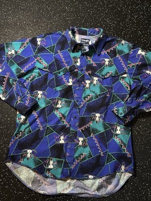 Vtg Wrangler Western Aztec AOP Colorful Mens Large Size 18-36 X-Longtails Blue