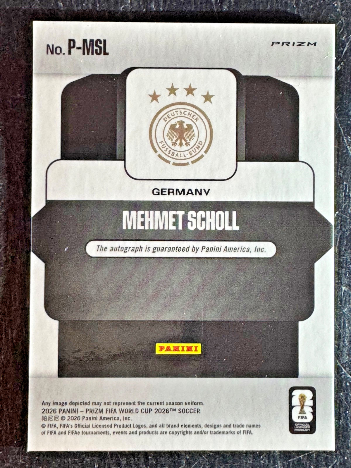 2026 Panini Prizm FIFA World Cup Penmanship Autograph Mehmet Scholl #P-MSL Germa view 2