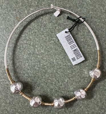 Robert Lee Morris Two Toned Soho Sculptural Bead Wire Collar Necklace W1252