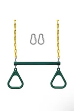 Jungle Gym Kingdom 18” Trapeze Swing Bar Rings 48” Heavy Duty Chain Swing Set.