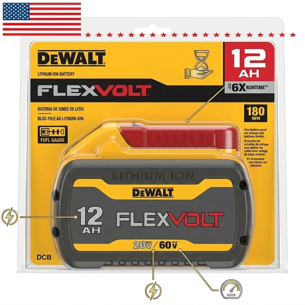 DEWALT DCB612 20V/60V MAX FLEXVOLT 12.0Ah Lithium-Ion Battery Power Tool US