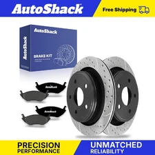 Rear Drilled Slotted Brake Rotors Premium Ceramic Pads for Ram 1500 5.7L