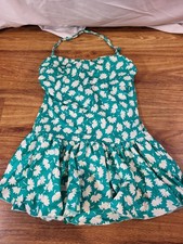 Vintage Gabar 80s Womens One Piece Skirt Swimwear Dress Psychedelic Floral 14