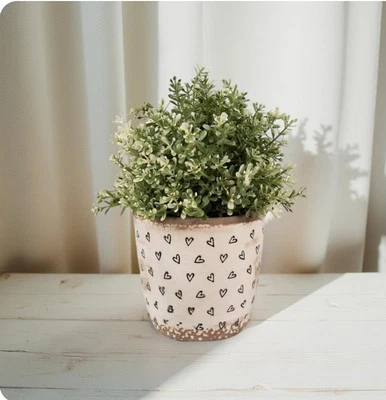 Blumentopf Übertopf Keramik Herz glasiert Clayre & Eef 14x13cm - Bild 1 von 4