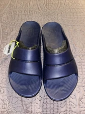 OOFOS OOahh Slide Mens Shoes Blue Size 11 Comfort Relax Spa Recovery Footwear