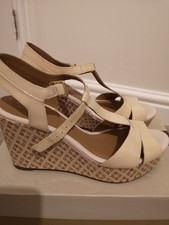 Womens Clarks Amelia Roma Rose Nude Pink Wedge Sandals VGC Boxed - UK 6.5