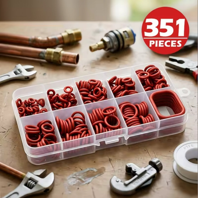 #ad 351pcs O Ring Kit Red Seal Gasket Set Metric Assortment Heat Oil Resistant Box $19.89