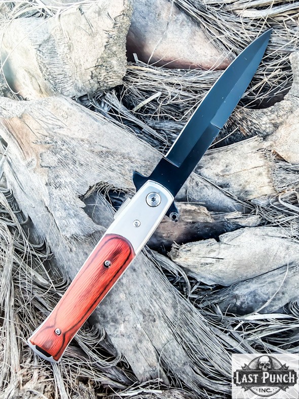 8.75" Stiletto Style Stainless Steel Blade Spring Assisted Folding Knife With P