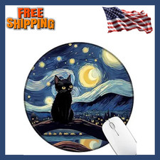 Black Cat Mouse Pad for Desk, Starry Night Small Cute