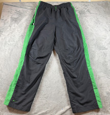 Nike Black Green Track Pants L Windbreaker Swoosh Athletic Joggers VTG Look