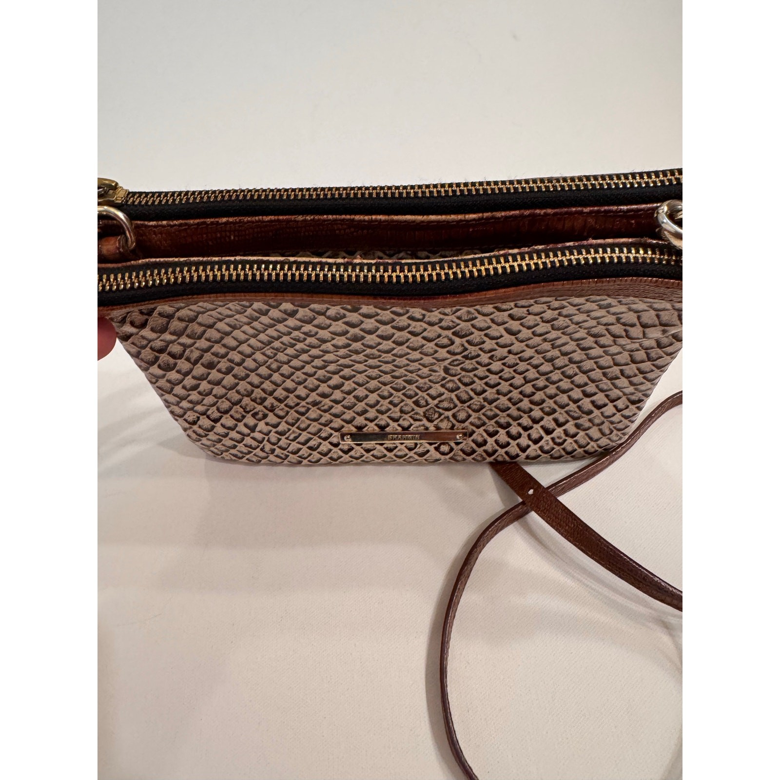 Brahmin Perri Crossbody Onyx Java Leather Bag Whi… - image 11