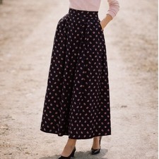 Evan Picone Vintage Navy Blue Paisley Print Pleated Midi Skirt Union Label