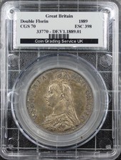 1889 Double Florin CGS 70 Victoria Jubilee Head gEF – Attractive Toning