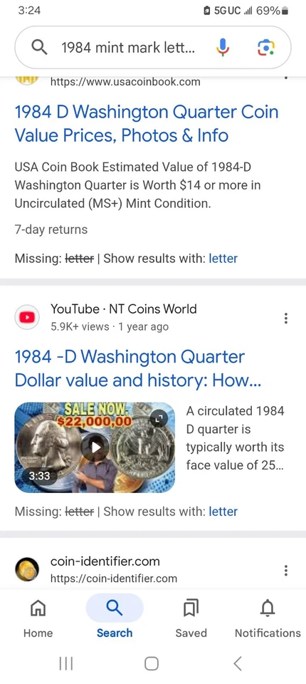 1984 Quarter D Mint Mark W/ Errors. Small Mint Mark . Large “In God we Trust.” - Image 3 of 3