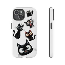 Cute Funny Black Cat Phone Case. For Samsung and iPhone