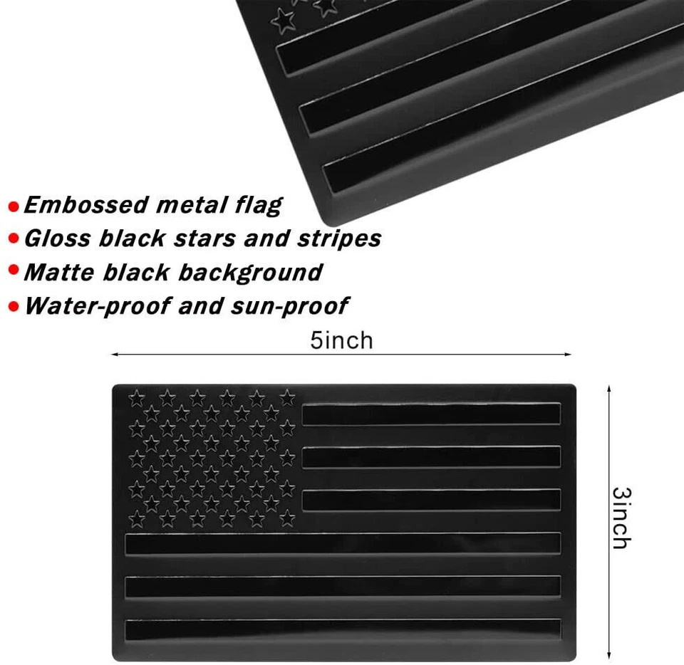 2Pcs Car Truck Metal USA Flag Sticker  American Decal Body Emblem Accessories - Image 2 of 4