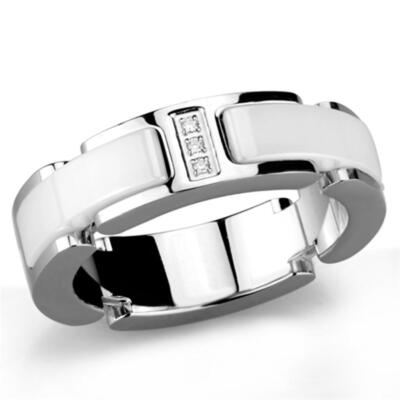 Keramik Ring weiß Pave Band 6mm CZ Designer beweglich