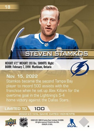 2022-23 NHL Game Dated Moments Gold SP /100 (You Pick) - Rookies (RC) & Veterans - Picture 45 of 223