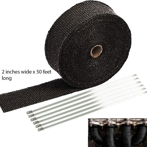 2 Roll x 2" 50FT Black Exhaust Wrap Header Manifold Fiberglass Heat Wrap Tape - Picture 4 of 14