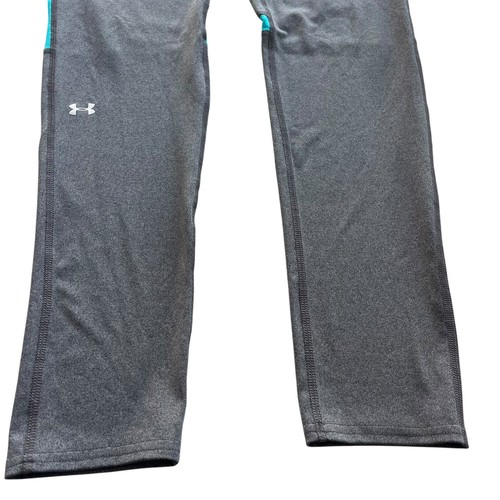 Under Armour Girl’s L Gray Teal Mesh Elastic Waistband Athletic Leggings 1263871 - Picture 9 of 16