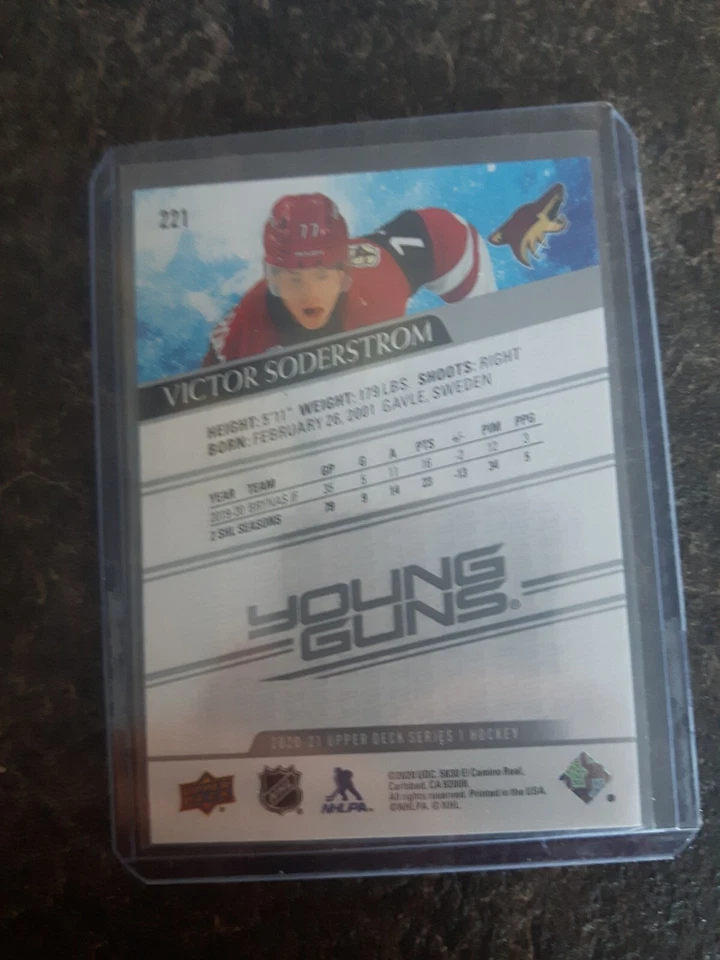 2020-21 Upper Deck Series 1 Young Guns Victor Soderstrom YG RC Card# 221 - Image 2 of 2