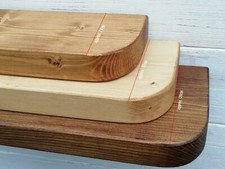 Shelf with curved rounded edges SOLID WOOD incl.concealed brackets RUSTIC CHUNKY