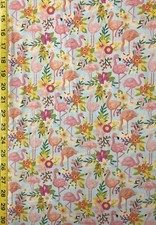 Tropical Flamingos Timeless Treasures Fabric Tropical Birds Flowers
