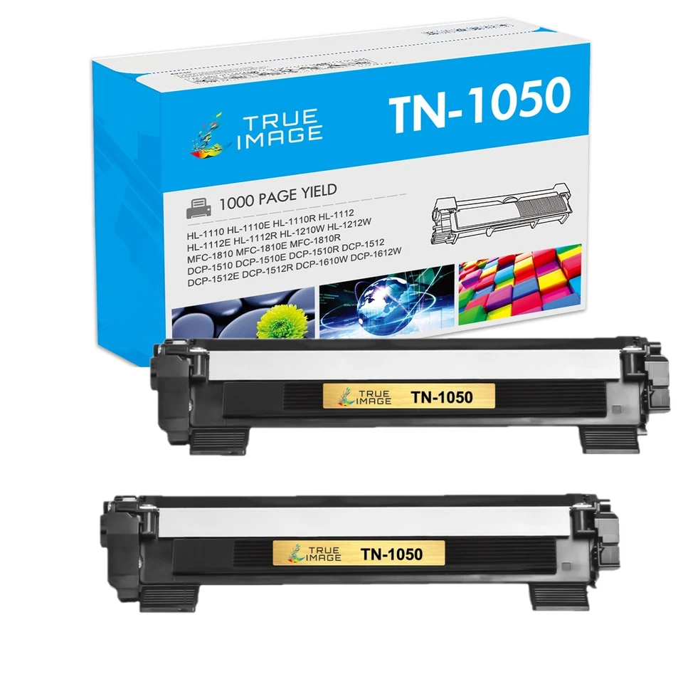 2 Black TN1050 Toner fits for Brother HL-1110 HL-1112 DCP 1612W 1610W 1510 1512 - Image 1 of 4