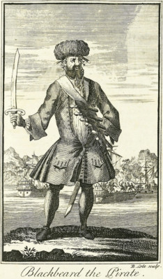 Blackbeard the Pirate Notecards. Vintage b&w engraving of Captain Edward Teach