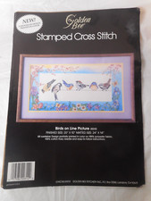 1984 Golden Bee Stamped Cross Stitch Kit BIRDS on LINE PICTURE 20312 READ 