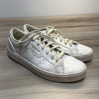 Adidas Sleek Cloud White Womens 7 Lace Up Shoes Sneakers Casual