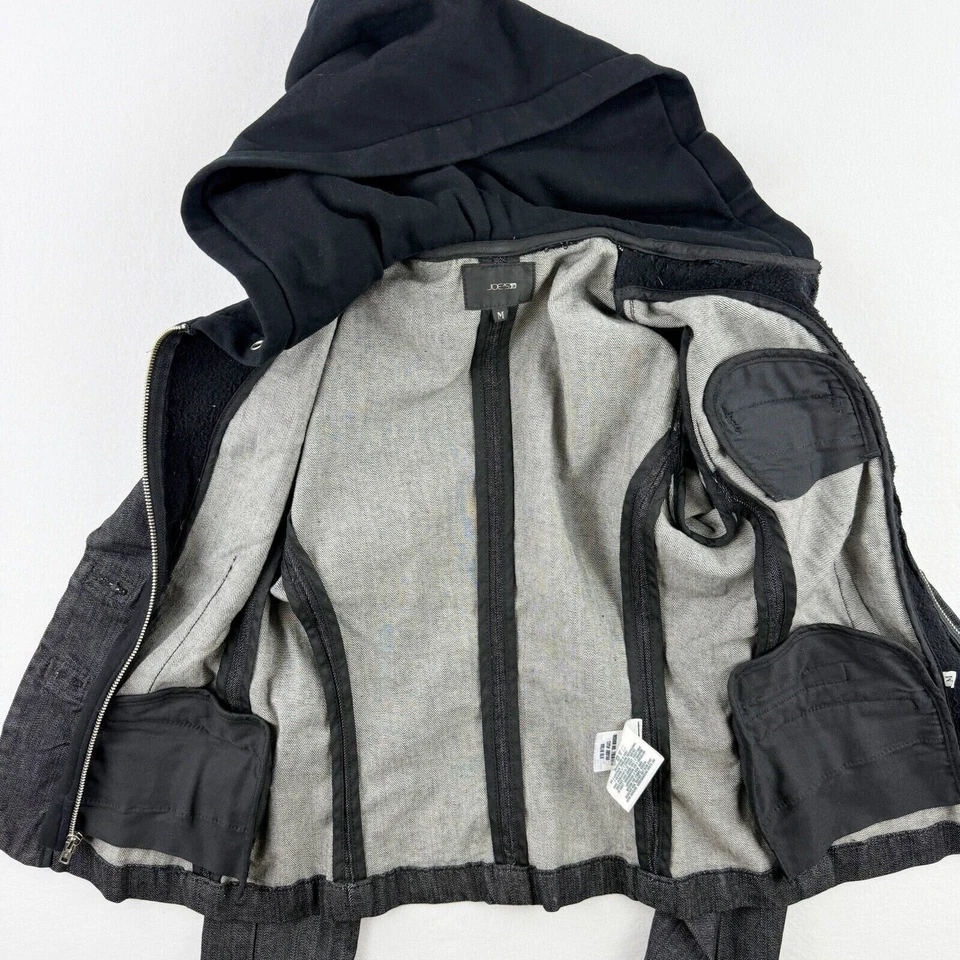 Joe's Jean 牛仔外套夹克连帽拉链前口袋黑色牛仔 M 码女式 — 第 4/4 张图片