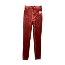 Forever 21 Leggings Womens M Medium Crimson Crushed Velvet Pull On Stretch Pants