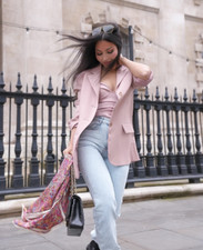 ZARA WOMAN NEW MENSWEAR STYLE BLAZER OVERSIZED JACKET FADED PINK 1255/801 M