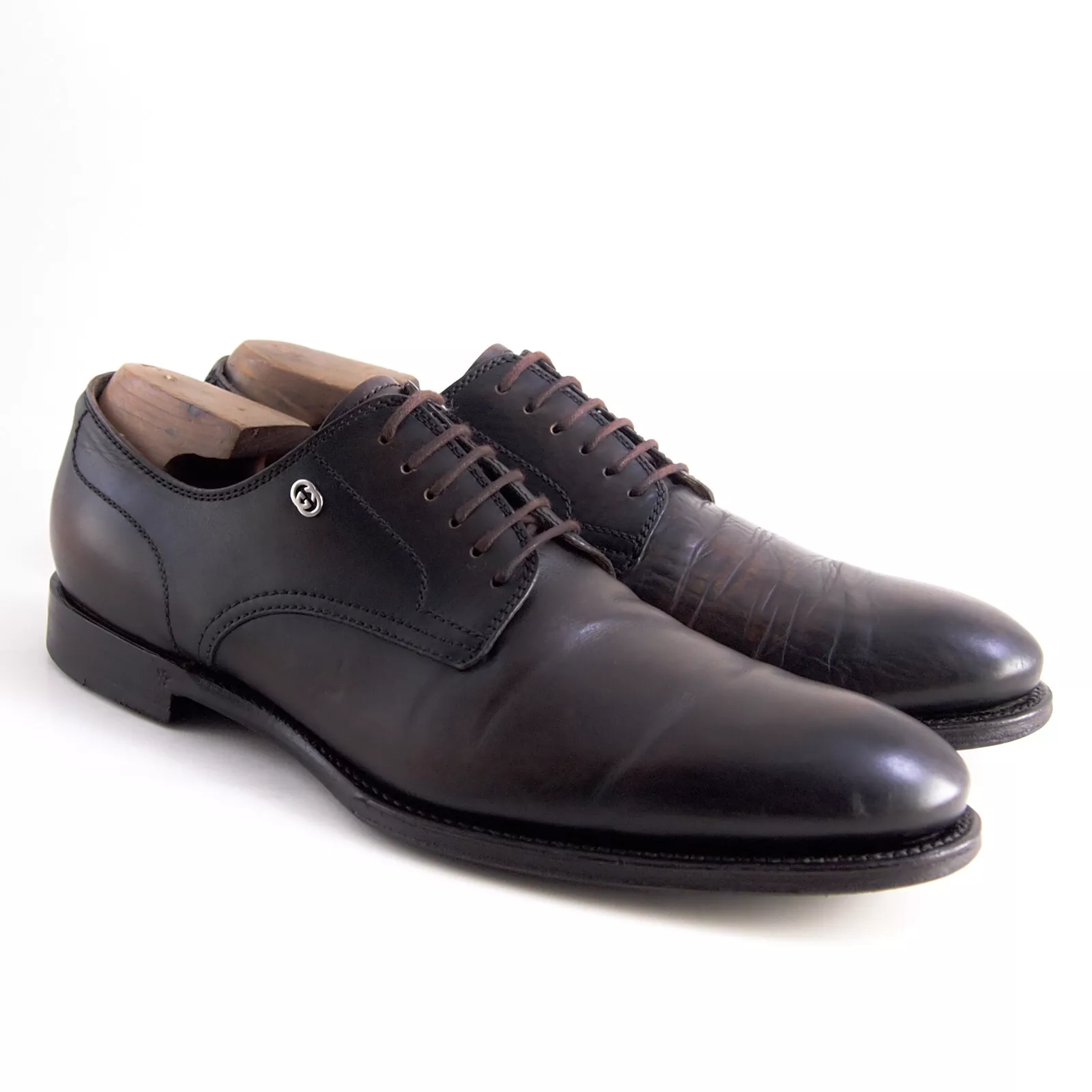Chaussures homme Gucci GG Goodyear Oxfords cuir marron EU 43,5 US 10,5