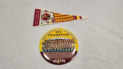 Vintage Washington Redskins 1991 NFC Chanps 6" Button & Super Bowl XXVI ...