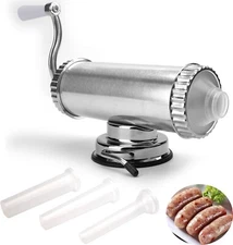 Lawei 2 LBS Sausage Stuffer - Horizontal Kitchen Stuffing Maker Stainless Steel