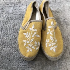 Toni Pons Espadrille Loafers Womens 36  Slip On Flat Shoes Yellow Embroider