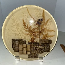 Acrylic Lucite Trivet With Woven Baskets Dried Ferns Floral Pods Vintage Boho